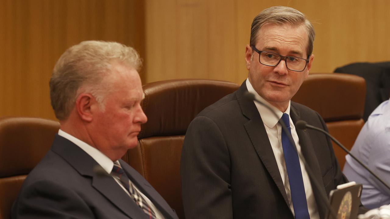 Mike Grainger Chairman TT-Line and Minister Michael Ferguson. TT-Line GBE hearing at Parliament House. Picture: Nikki Davis-Jones