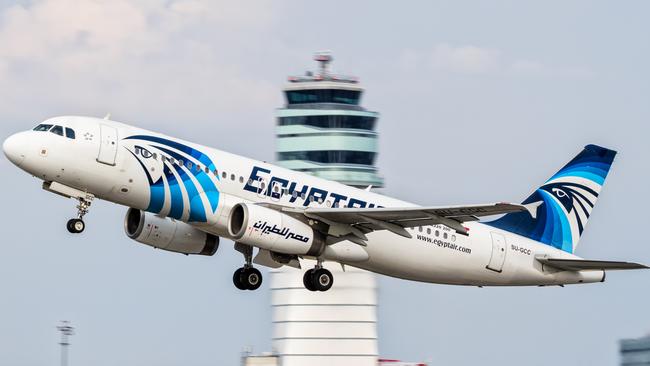 An EgyptAir Airbus A320 takes off from Vienna International Airport. Picture: AP/Thomas Ranner