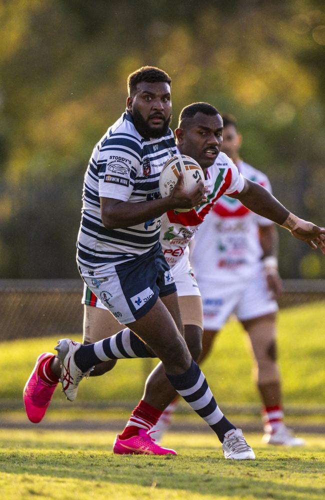 Jonas Niki playing for the Darwin Brothers in the 2024 NRL NT season. Picture: Patch Clapp / NRL NT