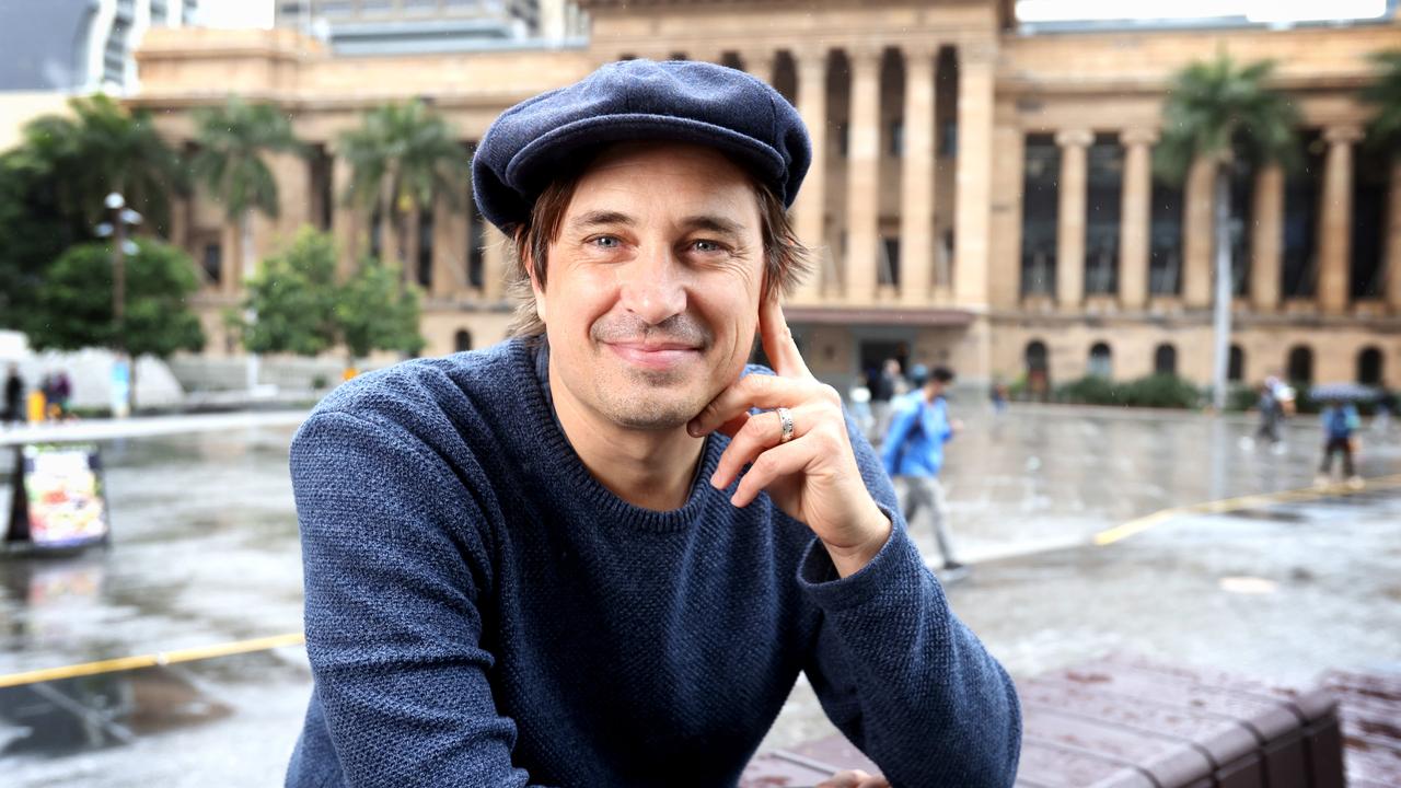 Trent Dalton at Brisbane’s City Hall as his novel Boy Swallows Universe is set to be brought to life in a Netflix series filmed in Brisbane. Picture: Steve Pohlner