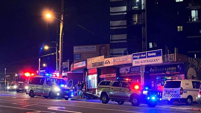 A car collided with a food delivery scooter Friday night. Photo: Brisbane Incident Alerts
