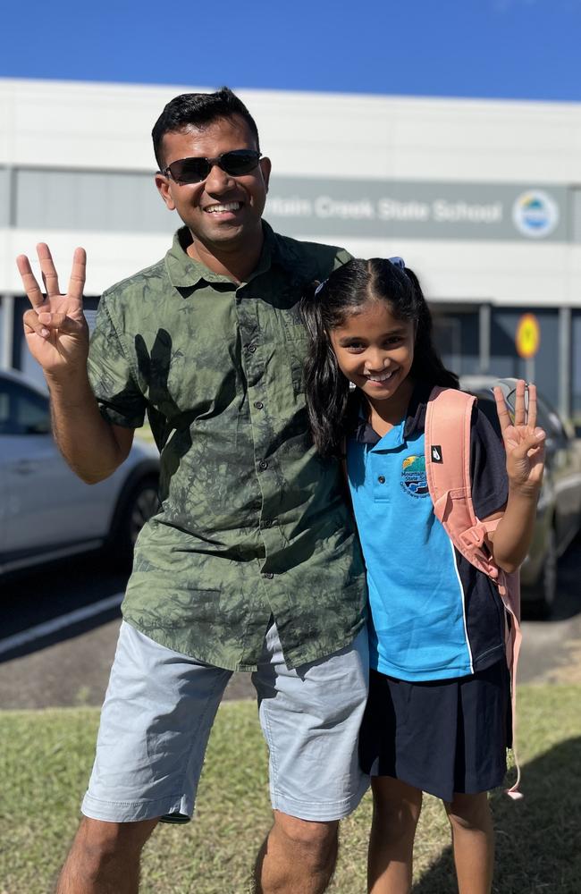 Ajith Premachanbra, left and Mountain Creek State School student Sethumi Premachanbra, right. Photo: Asa Andersen.