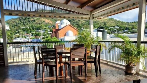 The veranda of the Sovereign Hotel.