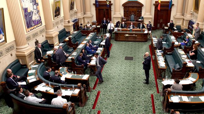 State MPs sitting close together. Picture: NCA NewsWire / Naomi Jellicoe