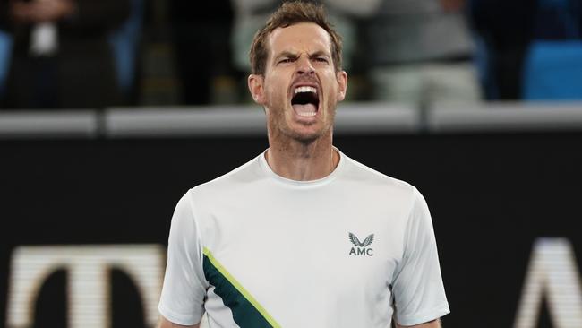 Andy Murray roars after beating Thanasi Kokkinakis. Picture: Getty Images