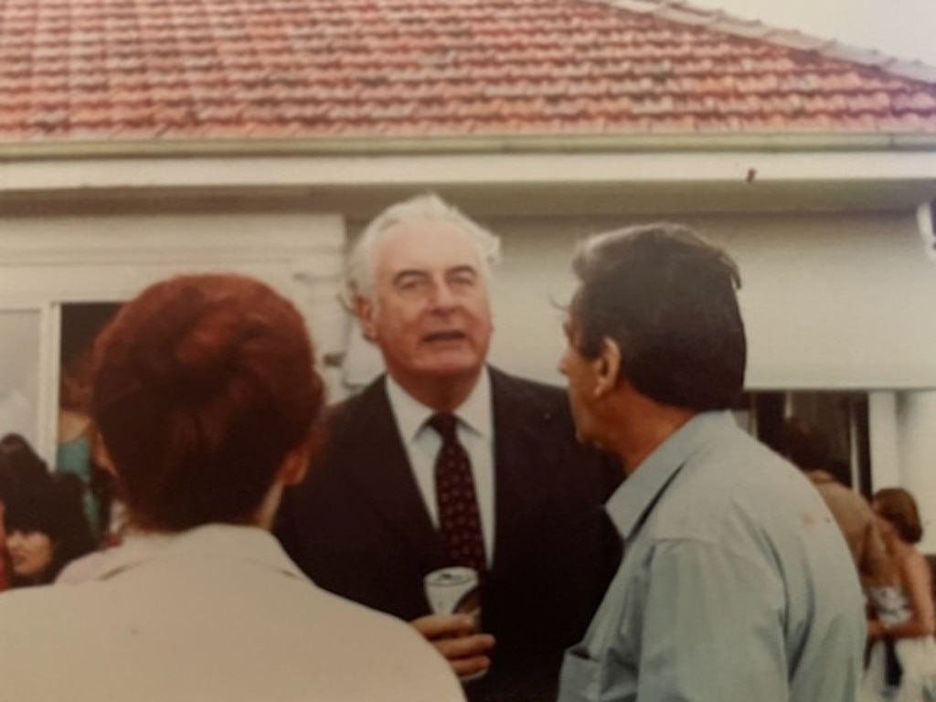 Gough Whitlam at a party at Max Walsh's home in Mosman. Picture: Walsh personal family album