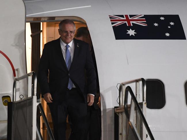 Australian Prime Minister Scott Morrison arrives for the G20 summit in Buenos Aires, Argentina, Thursday, November 29, 2018. Leaders of the G20 Nations will be meeting in Buenos Aires over the next two days. (AAP Image/Lukas Coch) NO ARCHIVING