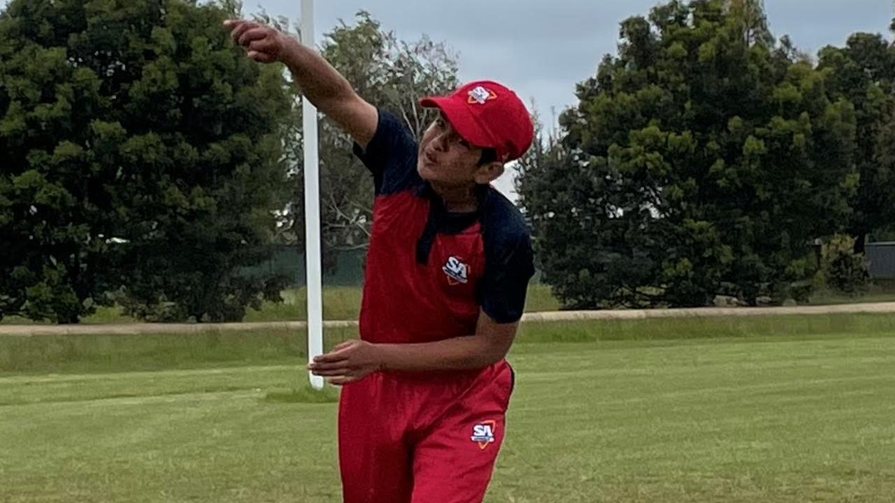 Sneh Thakkar bowls some spinners for South Australia. Picture: Shane Jones.