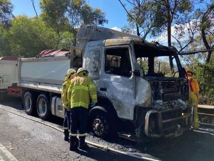 Burnt out truck on Mona Vale Rd. Picture: Terrey Hills Brigade RFS/Facebook.