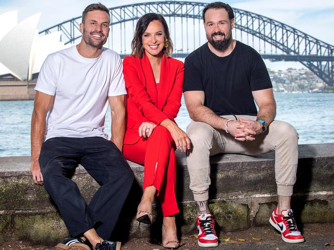 New Triple M breakfast team Beau Ryan, Natarsha Belling and Aaron Woods. Picture: Supplied