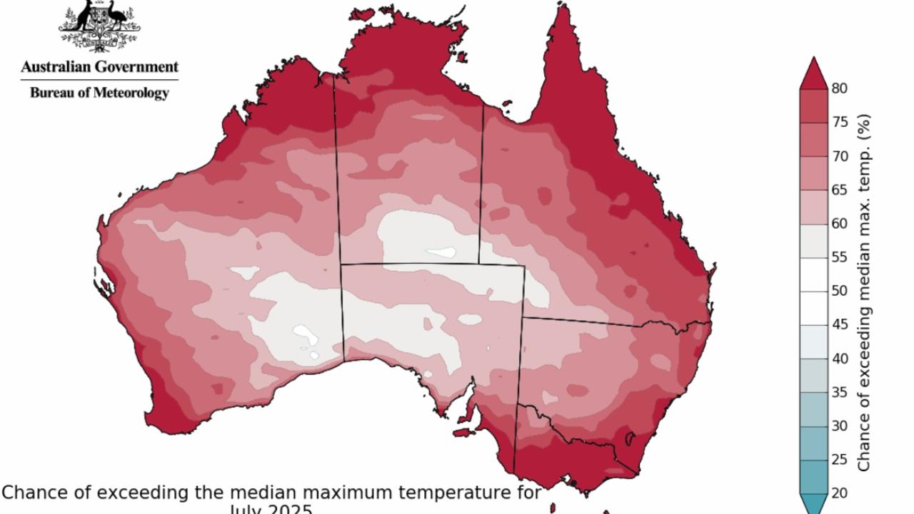 Long-range temperature forecast for July. Picture: BOM