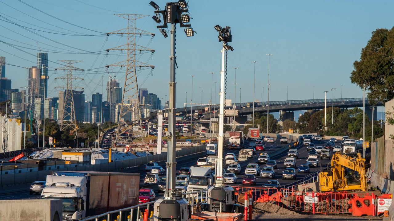 Work on the West Gate Tunnel project near the West Gate Freeway. Picture: Jason Edwards