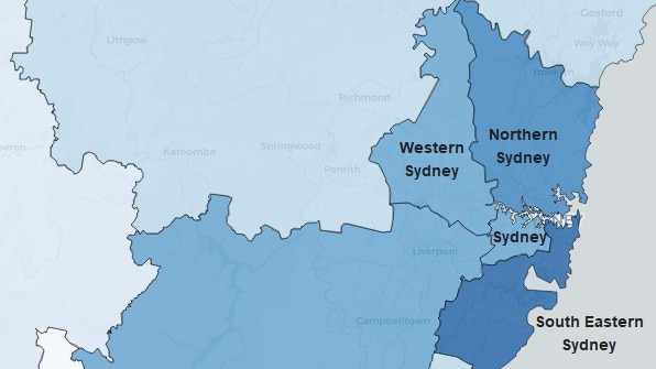 Coronavirus heat map of Sydney. Supplied.