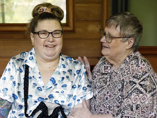 Kay Henderson with her mum Coralee Wells who says she will miss the big hugs when her daughter dies. Picture: Sam Ruttyn