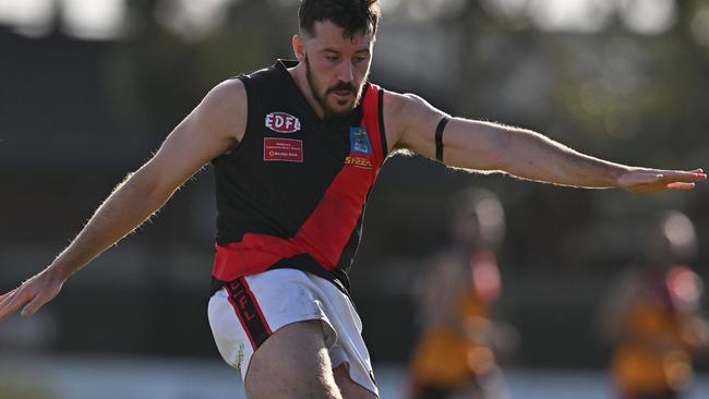 Pascoe ValeÃ&#149;s Brad Inglis during the EDFL football match between East Keilor and Pascoe Vale in Keilor East, Saturday, June 25, 2022. Picture: Andy Brownbill