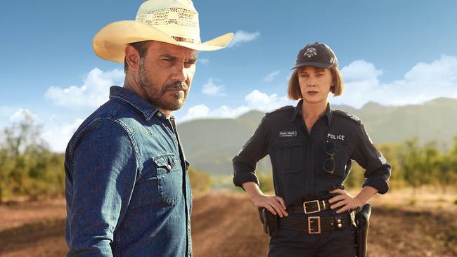 Aaron Pedersen and Judy Davis in Mystery Road.