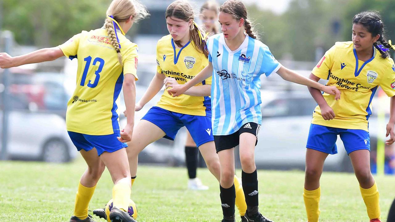 SOCCER: U 13 girls, Kawana V Maroochydore. Picture: Patrick Woods.