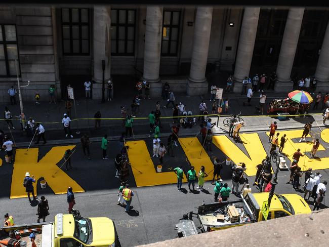 A Black Lives Matter mural on the street in Brooklyn. Picture: AFP