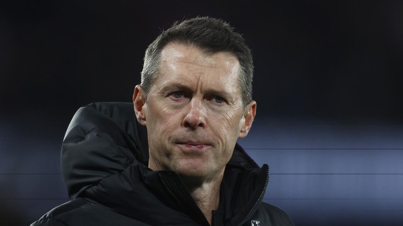 MELBOURNE, AUSTRALIA - AUGUST 18: Magpies head coach Craig McRae looks on after the round 23 AFL match between Collingwood Magpies and Brisbane Lions at Marvel Stadium, on August 18, 2023, in Melbourne, Australia. (Photo by Daniel Pockett/Getty Images)