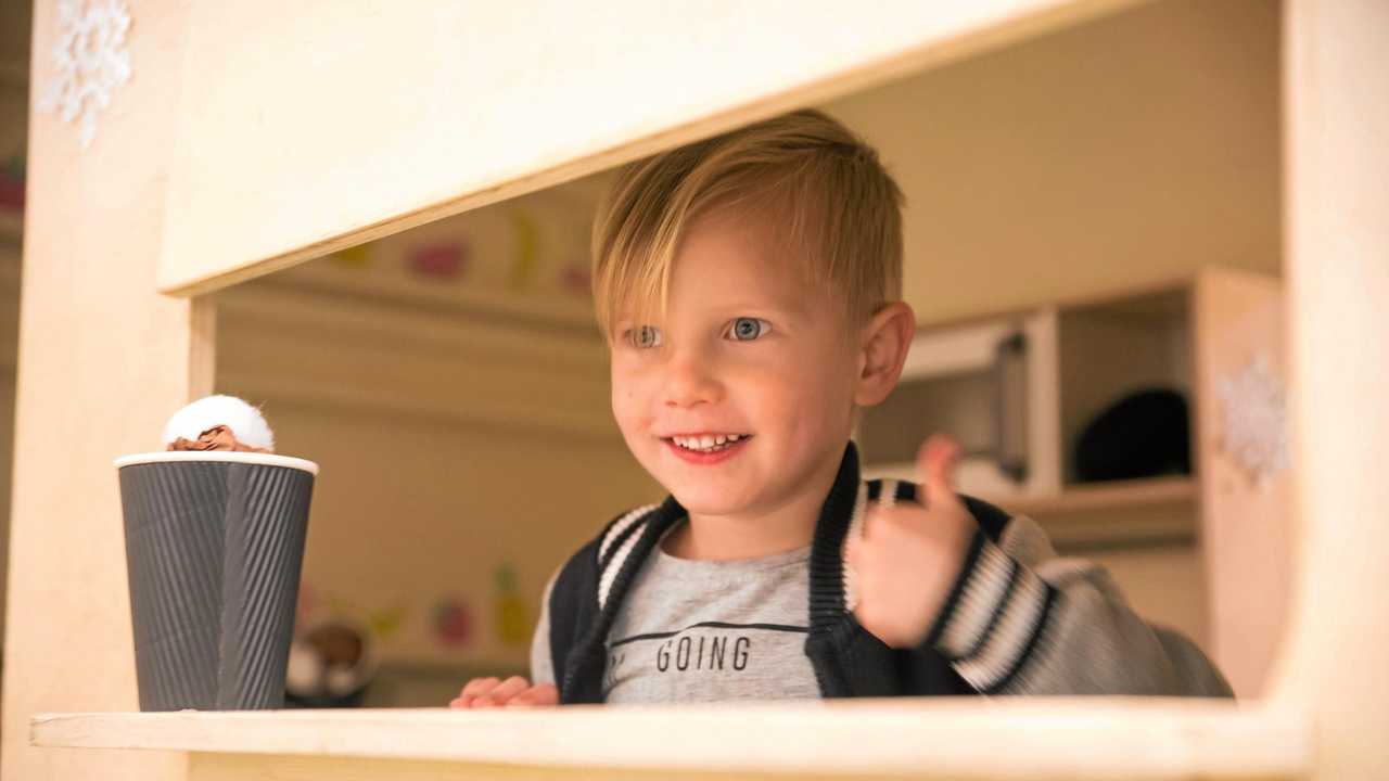 Grand Central Shopping Centre school holiday activities last year. Zepha Neuendorf is all smiles. Salt Studios. Picture: Salt Studios