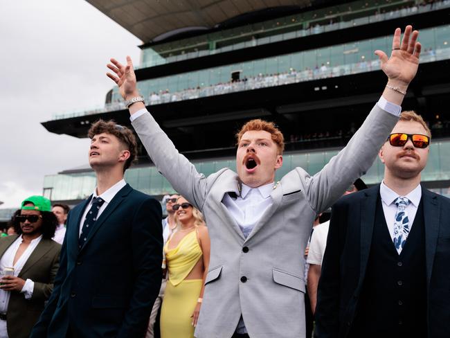 Racegoers cheering on