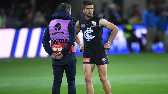 Marc Murphy pulled out after the warm-up and is set to miss time. Picture: AAP