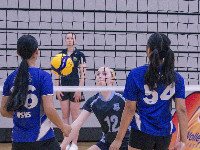 The Australian Volleyball Schools Cup is being played at the Gold Coast Sports and Leisure Centre in Carrara. Picture: Glenn Campbell