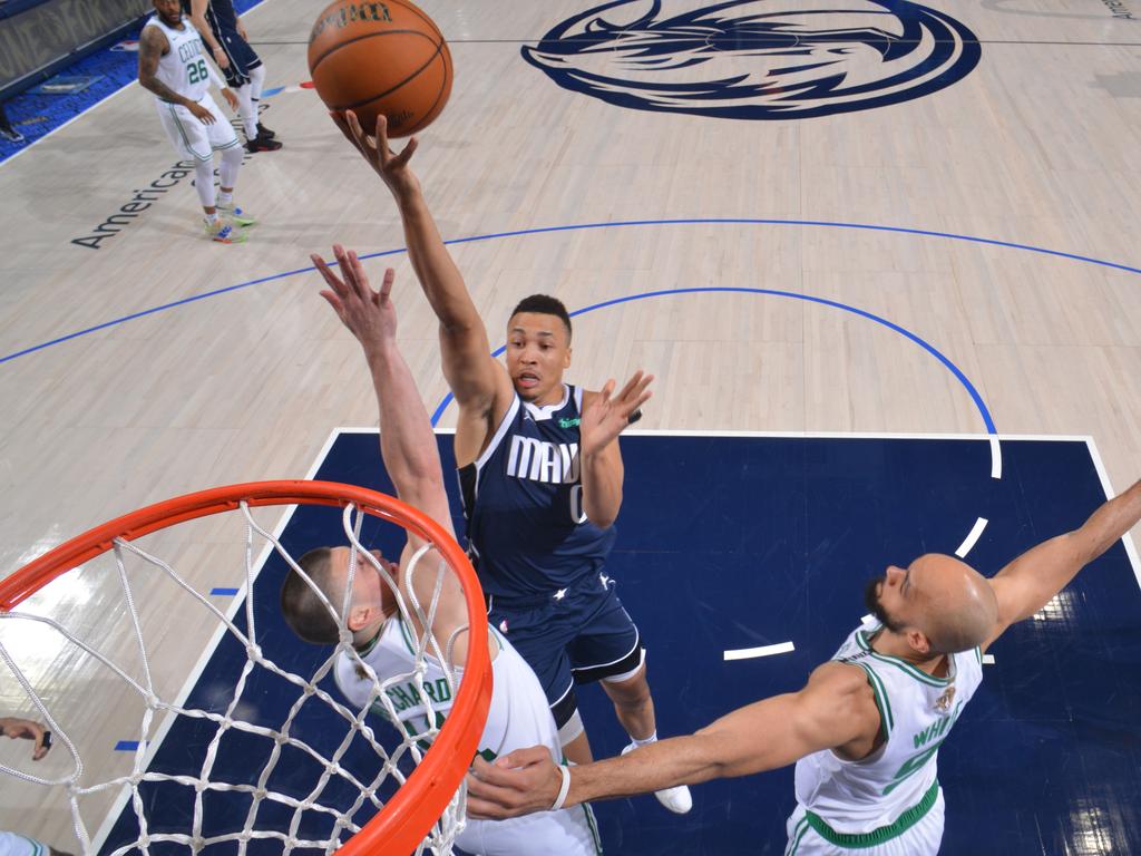 Aussie Dante Exum stepped up for the Mavericks. Picture: Jesse D. Garrabrant/NBAE via Getty Images