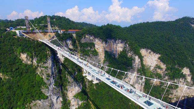 Spanning 430m, the bridge has set a new world record, Chinese state media says. Picture: Chinatopix via AP