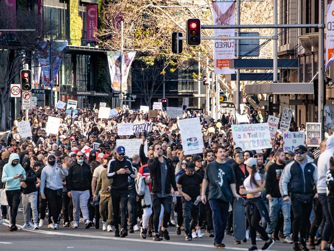 Thousands marched in the protest. Picture: Julian Andrews