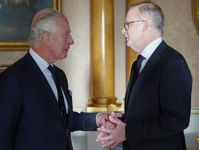 The prime minister with King Charles III at Buckingham Palace in London in September. Picture: AFP