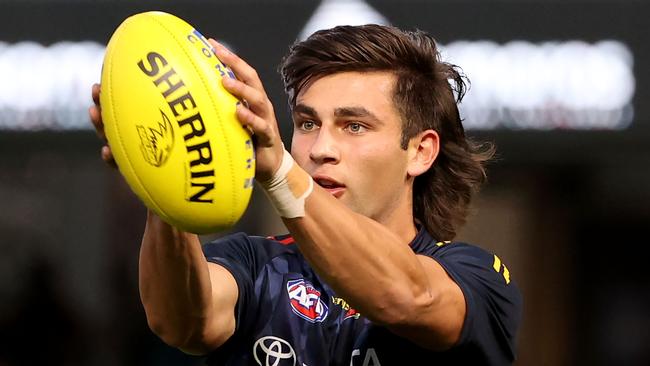 Josh Rachele lost 11 KFC SuperCoach points for giving away a late 50-metre penalty. Picture: James Elsby/AFL Photos