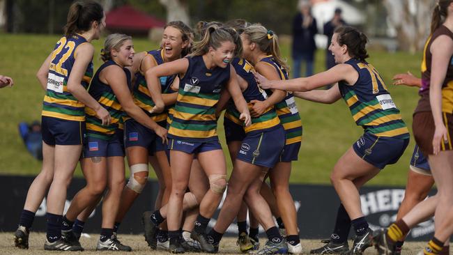 VAFA: St Kevin’s players celebrate their win. Picture: Valeriu Campan