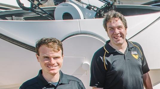 Astrophysicists Brett Addison, left, and Jonty Horner. Picture: USQ