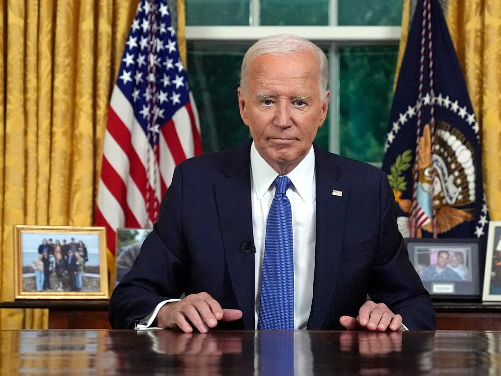 US President Joe Biden spoke to the American people from the Oval Office. Picture: AFP