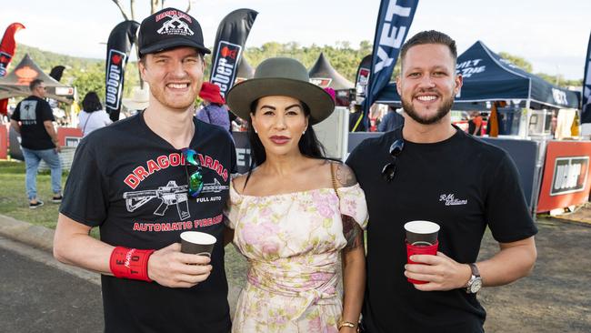 Rosie Smith with John Smith (left) and Ryan Chandler at Meatstock at Toowoomba Showgrounds, Friday, April 8, 2022. Picture: Kevin Farmer