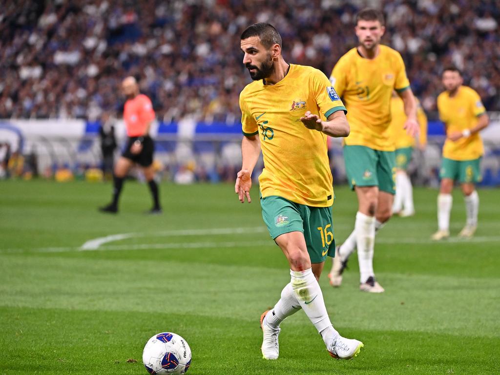 Aziz Behich’s spot on the Australian team is under pressure. Picture: Kenta Harada/Getty Images