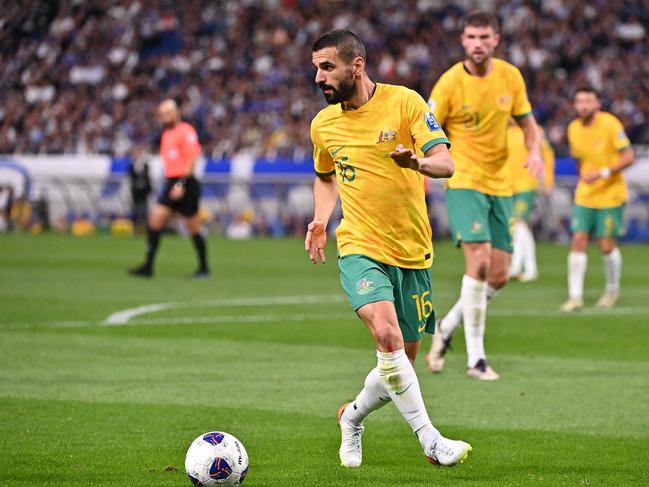 Aziz Behich’s spot on the Australian team is under pressure. Picture: Kenta Harada/Getty Images