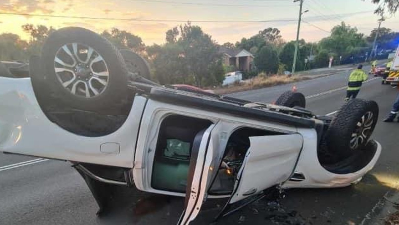 Coffee spill causes car flip at Seven Hills Rd Baulkham Hills