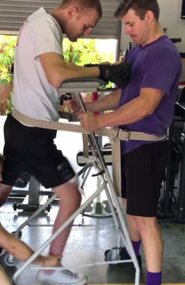 Alex McKinnon doing the hard work in rehab.