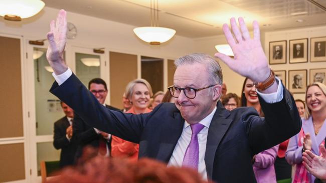 Anthony Albanese and Labor won a decisive and historic victory. Picture: NewsWire/Martin Ollman