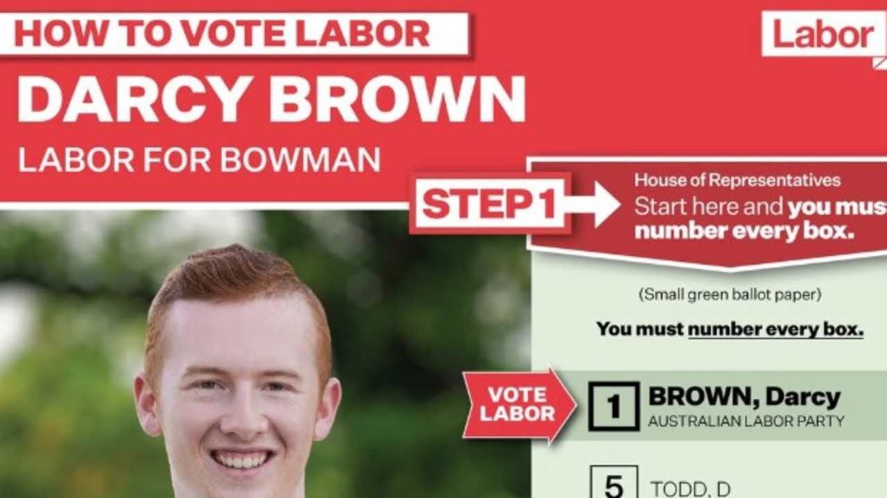Newcomer Darcy Brown who had his name listed first on the ballot card. Picture: Contributed