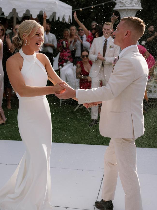 Kah and Melham having their first dance. Picture: Katie Harmsworth