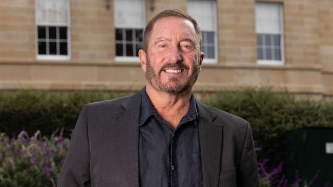 Member for Lyons, Andrew Jenner, of the Jacqui Lambie Network in Tasmania attends a media conference at Parliament Lawns, Hobart on Monday, April 8, 2024. Picture: Linda Higginson