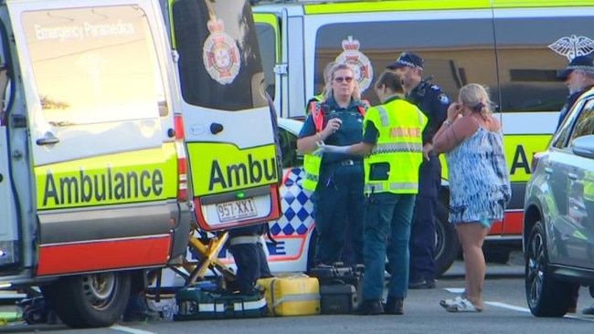 A teenage boy is fighting for life and a girl, 13, has suffered serious injuries after their e-scooter collided with a car at Alexandra Headland. Picture: 7 News