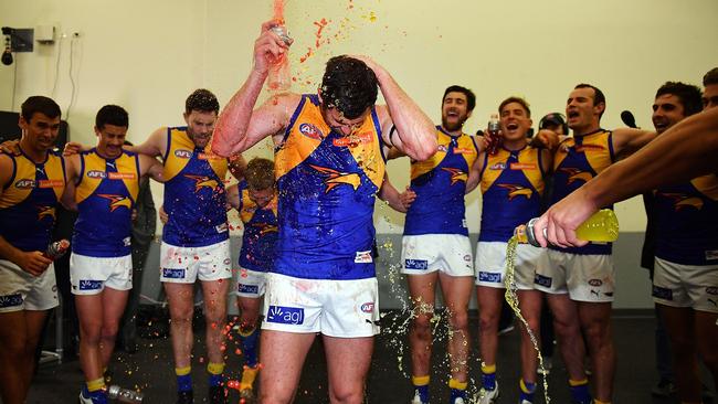 There was agony and ecstasy after West Coast’s extra time elimination final win over Port Adelaide. (Photo by Daniel Kalisz/Getty Images)