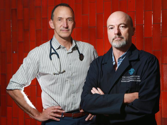 Respiratory physician Professor Dan Chambers (left) and scientist Dr Simon Apte at The Prince Charles Hospital. They have been working on research aimed at benefiting silicosis patients but more research funding is needed for a human trial.