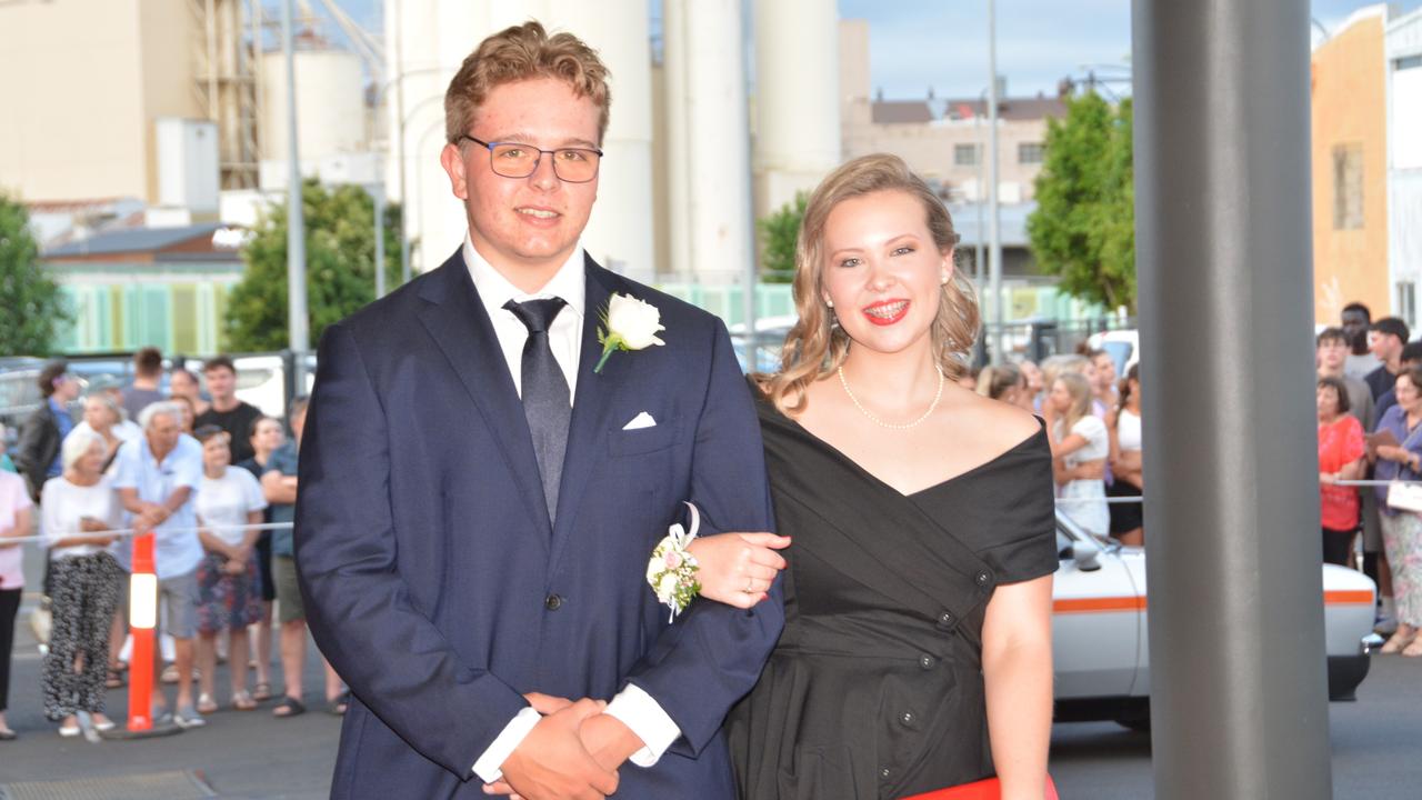 Toowoomba school formals. At the 2023 St Ursula's College formal is graduate Amy Southee with her partner Charlie McMullin. Picture: Rhylea Millar