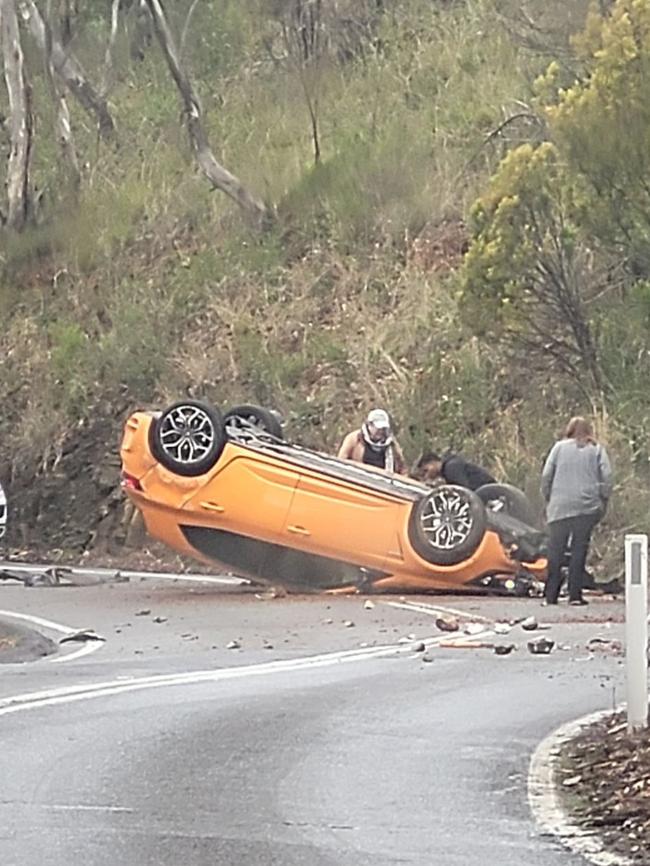 A car has flipped on Quintin Ave in Greenhill. Picture Supplied