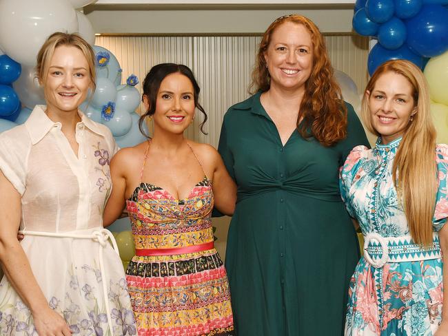 Melissa Brookfield, Sarah Sarinas, Melissa Gallacher and Tiah Faint at the Townsville Grammar School Parents Network’s Mother's Day function at A Touch of Salt. Picture: Shae Beplate.